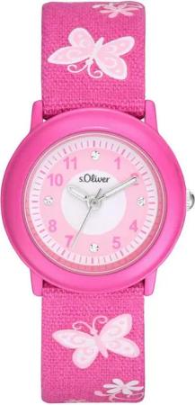 s.Oliver Quarzuhr 2036748, Armbanduhr, Kinderuhr, Mädchen, Schmetterlinge, Blumen, Geschenkidee