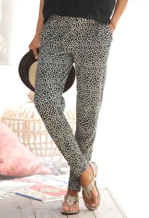 S.OLIVER Strandhose Damen schwarz-creme-bedruckt Gr.36