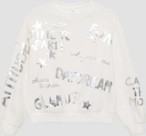 s.Oliver Sweatjacke Sweatshirt Oversized Sweatshirt mit silbernem All-over-Print