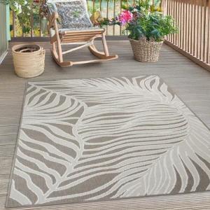 s.Oliver Teppich "Skadom, Wende-Teppich im Blatt Design, auch für Balkon und Terrasse" rechteckig 5 mm Höhe für In- und Outdoor geeignet, wetterfest & UV-beständig