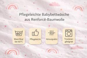 soma Babybettwäsche Renforcé Baby Wende Bettwäsche 100x135 Regenbogen Wolke pink rosa weiß, Renforcé, 2 teilig, Babybettwäsche Rainbow Baumwolle warme winter weihnachtsbettwäsche