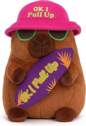 soma Kuscheltier Capybara Plüschtier Kuscheltier 25cm mit Surfbrett Spruch Ok I Pull Up (Set, 1-St., Geschenk-Set), Surfbrett Plüsch Stofftier Geschenk für Kinder Weihnachten Nikolaus