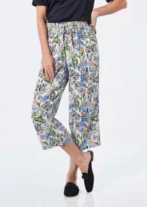 Sommerliche Druckhose - beige / blau / orange / gemustert - Gr. 22 von Goldner Fashion