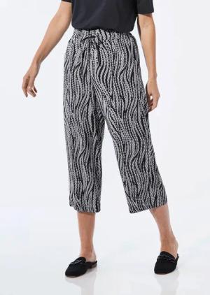 Sommerliche Druckhose - schwarz / cremeweiß / gemustert - Gr. 20 von Goldner Fashion