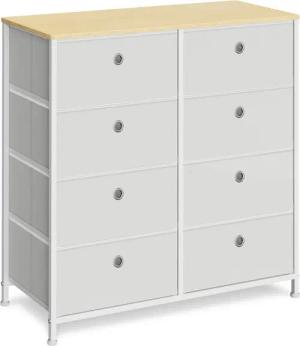 SONGMICS Kommode Aufbewahrungsschrank, mit Metallgestell, Oxford-Gewebe, Tischplatte, für Wohnzimmer