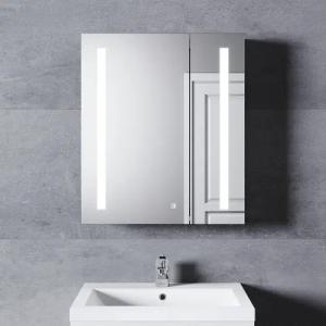 SONNI Spiegelschrank LED Spiegelschrank mit Beleuchtung 60x70cm Edelstahl mit Steckdose