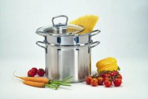Spaghettitopf 3 tlg. Edelstahl mit Glasdeckel