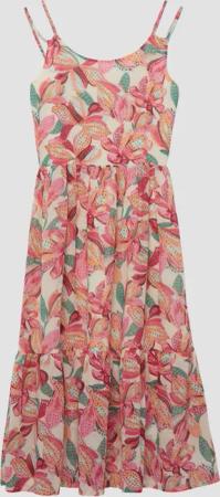 Spaghettiträgerkleid in Midilänge mit Smok-Detail