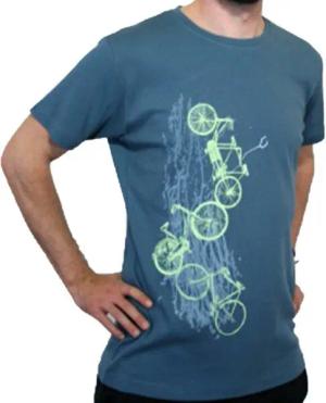 Spangeltangel Herrenshirt "Fahrräder", bedruckt, Siebdruck, sportlich, Bio-Baumwolle