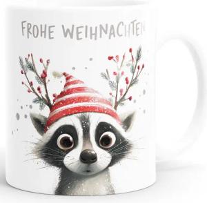 SpecialMe Tasse Lustige Weihnachtstasse mit Waschbär-Design - Ideal als Geschenk zum, Keramik