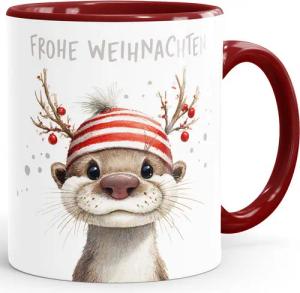 SpecialMe Tasse Weihnachtstasse Frohe Weihnachten Motiv Otter Lustig Kaffeetasse, Keramik