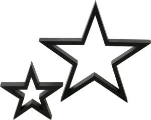 Spetebo Dekofigur Holz Stern schwarz 2er Set zum Hinstellen (2er Set, 1 St., 2- Sterne unterschiedliche Größe), Tisch- und Fenster Deko