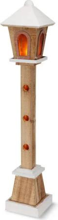 Spetebo LED Dekofigur Holz Laterne mit 23 LED in warm weiß 75 cm, 1 Stück, LED fest integriert, warm weiß, Batteriefach versteckt im Standfuß