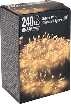 Spetebo Lichterkette Silver Wire CLUSTER Lights - 240 LED, 240-flammig