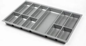 Spetebo Schubladeneinsatz Kunststoff Besteckeinsatz für Küchenschubladen 80 x 50 cm (Anzahl, 1 St., Stück), Schubladen Ordnungssystem silbergrau