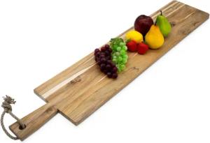 Spetebo Servierplatte XXL Teak Servierbrett, Holz, (Anzahl, 1-tlg., lebensmittelechte Servierplatte), mit Griff