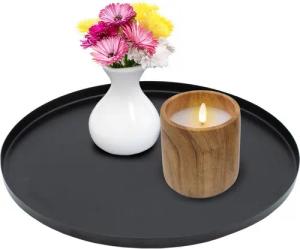 Spetebo Tablett Metall Kerzentablett mit Rand - 30 cm, Metall, (Anzahl, 1-tlg., Stück), Leicht zu reinigen