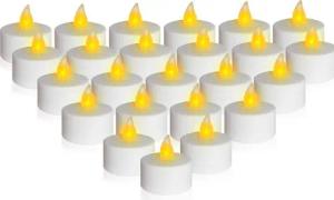 Spetebo Teelicht LED warm weiß mit Flackereffekt und Timer (24er Set, 1-tlg., mit praktischer Aufbewahrungsbox), mit 2 Funktionen: AN mit Timer