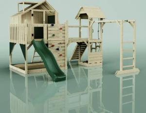 Spielturm Luna in Dunkelgrün - 406 × 444 × 291 cm