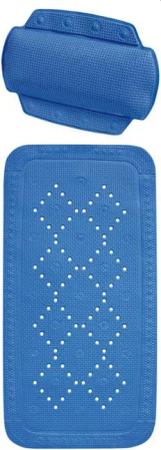 spirella Wanneneinlage Set ALASKA, 2-tlg., bestehend aus: Wanneneinlage 91x 36 cm, Nackenkissen 32x23 cm, Dusch- und Wanneneinlage + gepolstertes Kissen, PVC, mit Saugnäpfen, rutschfest, antibakteriell, waschbar - in vielen Farben erhältlich