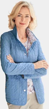 Sportive Steppwendejacke mit sommerlichen Druck - rauchblau - Gr. 50 von Goldner Fashion