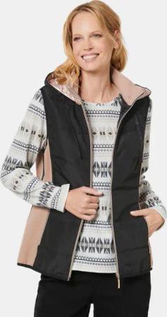 Sportive Weste mit vielen Details - schwarz / beige - Gr. 23 von Goldner Fashion