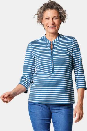 Sportives Ringelshirt in Longform - royalblau / cremeweiß / geringelt - Gr. 25 von Goldner Fashion