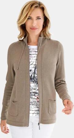Sportliche Strickjacke - taupe - Gr. 50 von Goldner Fashion