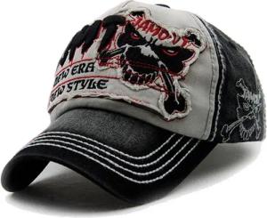 Sporty Baseball Cap Fight Skull Vintage Style Used Washed Look Retro Kappe Cap mit Belüftungslöchern
