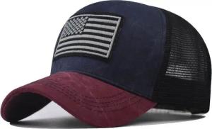 Sporty Trucker Cap U.S.A. Flag Fahne USA Basic Retro Amerika Trucker Mesh Baseballcap im vintage used Look