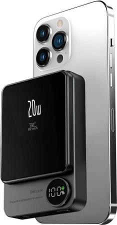 S&T Design Magnetisch Powerbank Magsafe kompatibel Kabellos Externer Akku Powerbank 20W PD 5000 mAh (5 V), Wireless LED Statusanzeige Schnellladefunktion