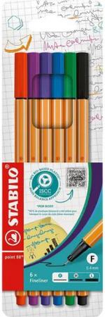 STABILO Fineliner point 88® Kreativ, (6-tlg), Lineal- und schablonengeeignet