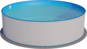 Stahlwandpool rund Exklusiv 420x150cm, Stahl 0,8mm weiß, Folie 0,6mm blau