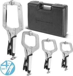 STAHLWERK Zangenset Gripzangen Set 4-teilig C-Form 6 bis 14 Zoll, Schnellspannzwingen, 4-tlg.