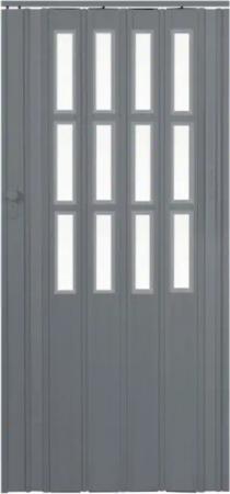 Standom Falttür Schiebetür Tür grau + Fenster Schloss H. 203 cm Türbreite bis 100 cm (1 Karton, 1-St., 1 Set), teils vormontiert