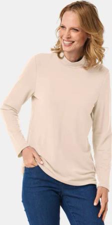 Stehkragenshirt mit Langarm - cremeweiß - Gr. 48 von Goldner Fashion