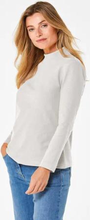 Stehkragenshirt mit Langarm - cremeweiß - Gr. 52 von Goldner Fashion