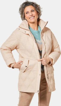 Steppjacke mit hübschem Flock-Druck - beige - Gr. 46 von Goldner Fashion