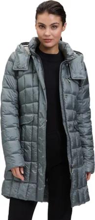 Steppmantel mit abnehmbarer Kapuze - graugrün - Gr. 48 von Goldner Fashion