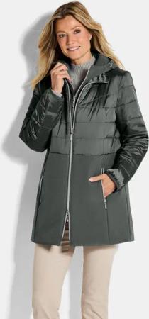 Steppmantel mit Softshell-Einsatz - khaki - Gr. 48 von Goldner Fashion