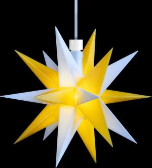 STERNTALER Dekostern Ministern zweifarbig FB, Dekostern Weihnachtsstern Mini-Stern Kunststoff 18-Zacker Weiß