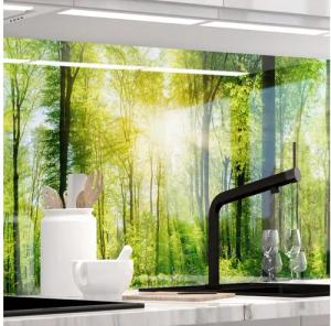 Stickerprofis Küchenrückwand WALD (Glasoptik), (Premium), 1,5mm, selbstklebend, hält auf besonders vielen Öberflächen