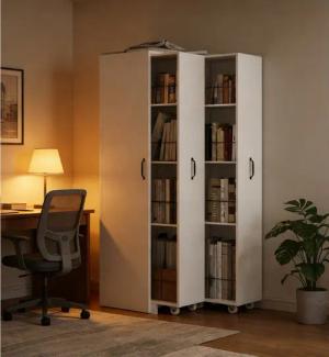 STILVORA Hochschrank mit Rollen,Badezimmerschrank Bücherregal Links&rechts austauschbar,MDF (Erweiterbares Highboard, 1-St., 4 Ebenen, MDF) Links und rechts austauschbar