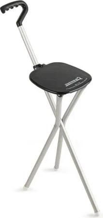 Stockshop Gehstock Sitzstock SPORTSEAT, Fritzgriff mit Handform, Dreibeinstock mit Sitzf