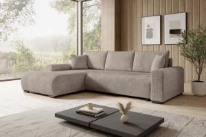 storez24 Ecksofa Ellen, mit Bettkasten und Schlaffunktion, Cordstoff, L-Form, bequem
