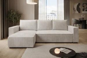 storez24 Ecksofa Letto, mit Bettkasten und Schlaffunktion, Cordstoff, L-Form, bequem