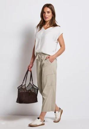 Street One Frauen 7/8 Cargo Hose in Beige, Gr: 36