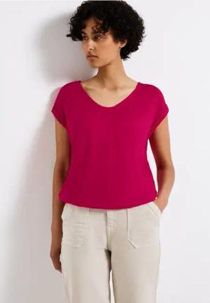 Street One Frauen Bluse in Unifarbe in Pink, Gr: 46