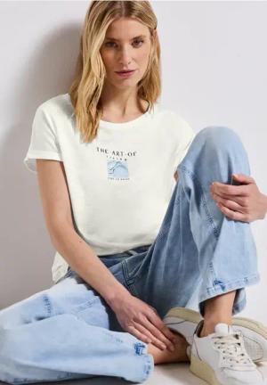 Street One Frauen Shirt mit Fotoprint in Weiß, Gr: 38