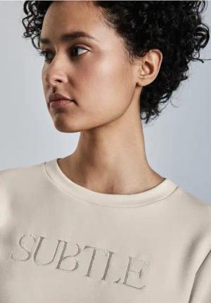 Street One Frauen Shirt mit Wording-Stickerei in Beige, Gr: 46